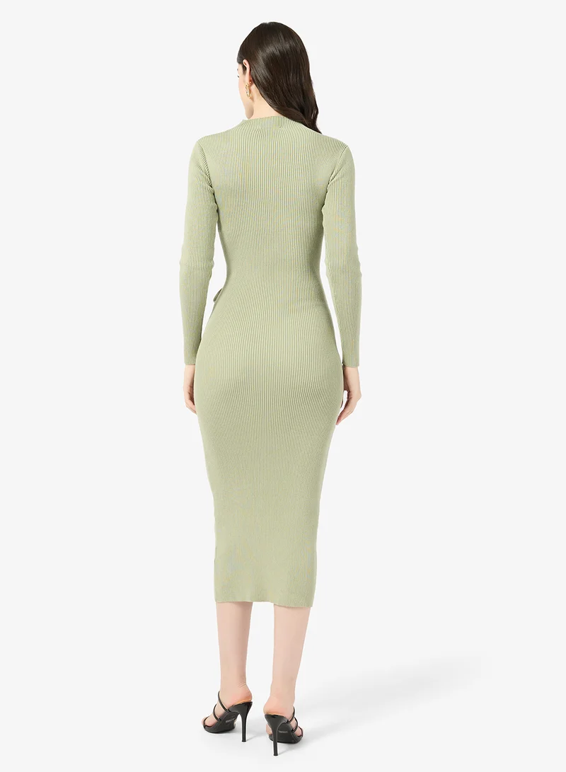 Little Mistress Sage Buckle Midi Dress
